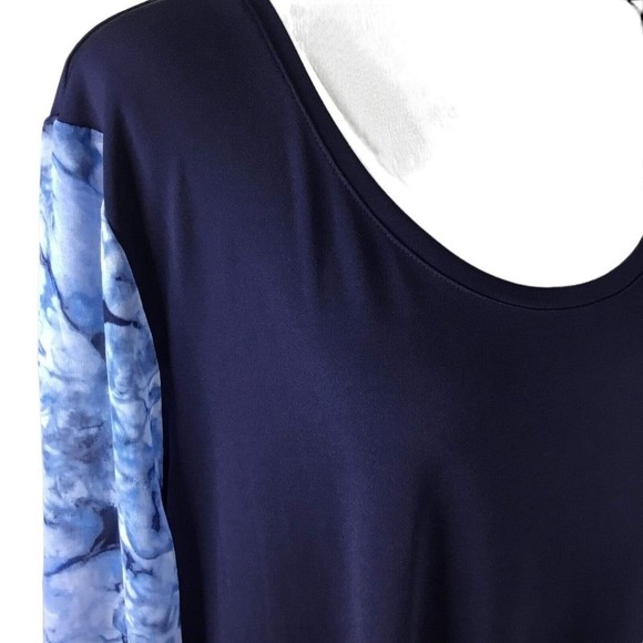 JM Collection Abstract Color block Roundneck Flare Sleeve Slit Tunic Top XXL - Picture 7 of 7